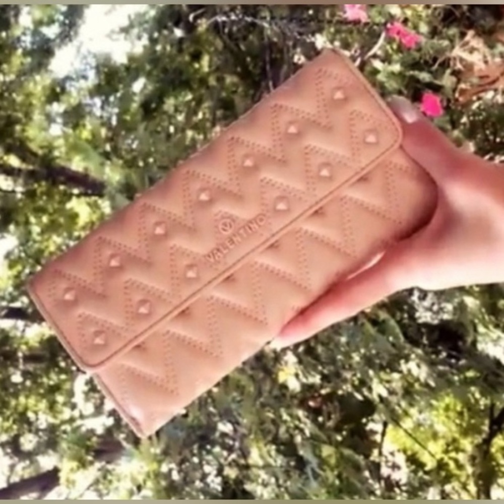 Valentino by Mario Valentino Studded Quilted Leather Wallet.